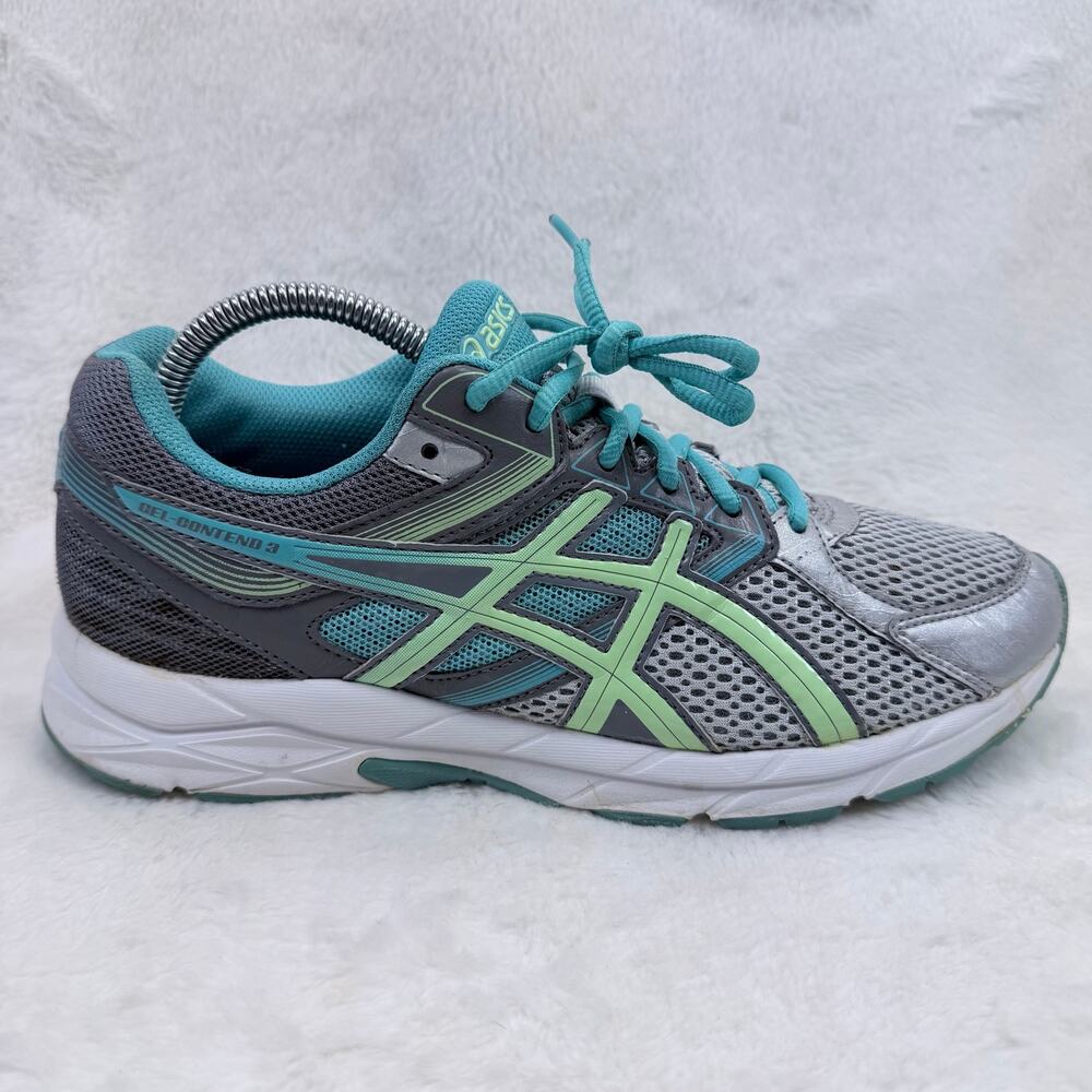 ASICS Gel-Contend 3 Womens Running Shoes Silver Gray Mint Green Size 9.5 Shoes